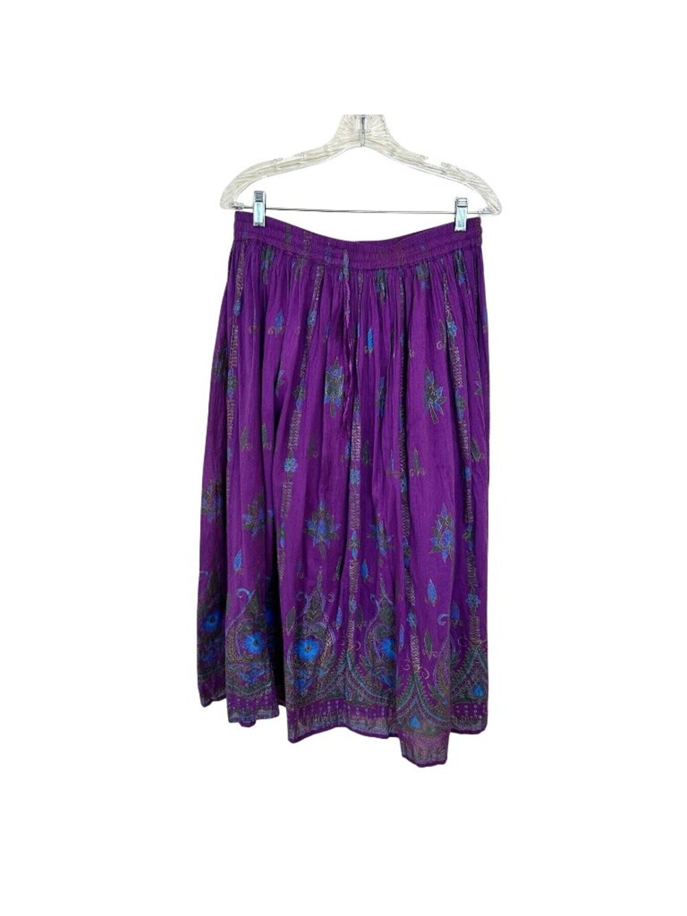 Take Two Vtg Purple Maxi Skirt Womens Long Full Floral Boho Lightweight Medium